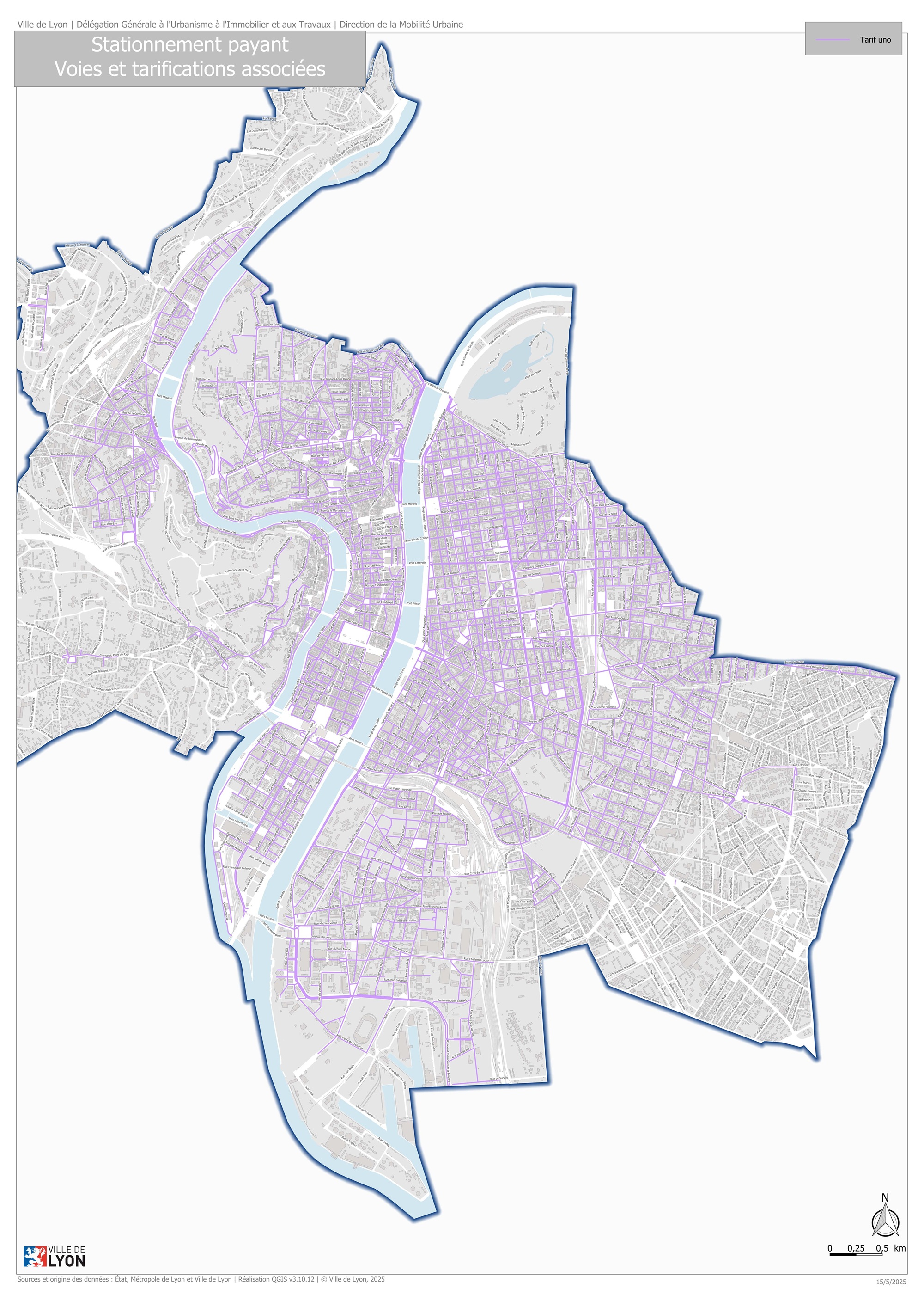 A Lyon, tout le centre-ville est payant, mais des places gratuites peuvent être trouvées en périphérie